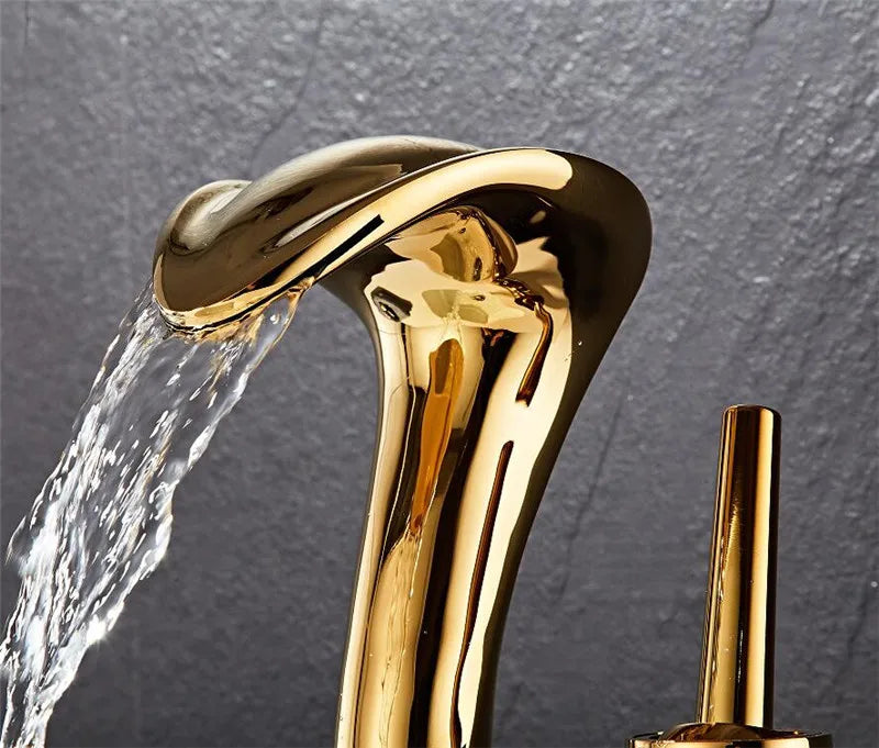 Tuqiu Black Bathroom Faucet Brass Gold Basin Faucet