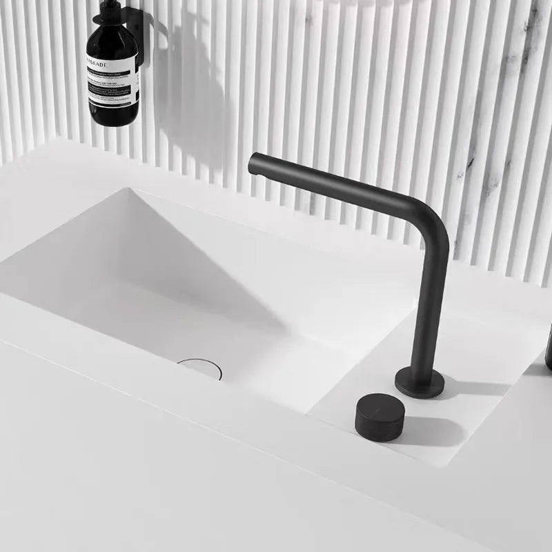 Brushed Rose Gold Basin Faucet Two Holes Gun