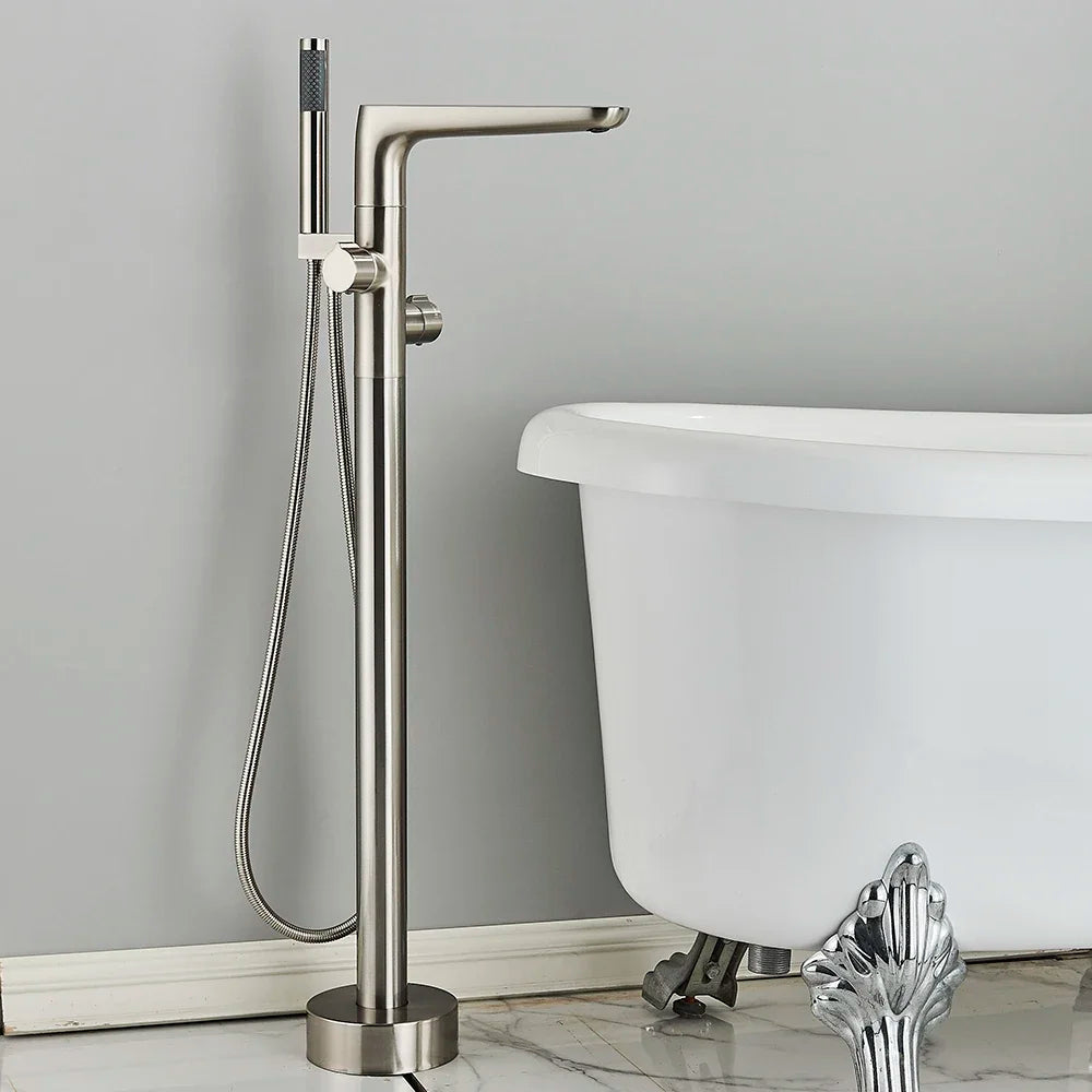 Matte Black Square Bathtub Shower Faucets Floor Standing