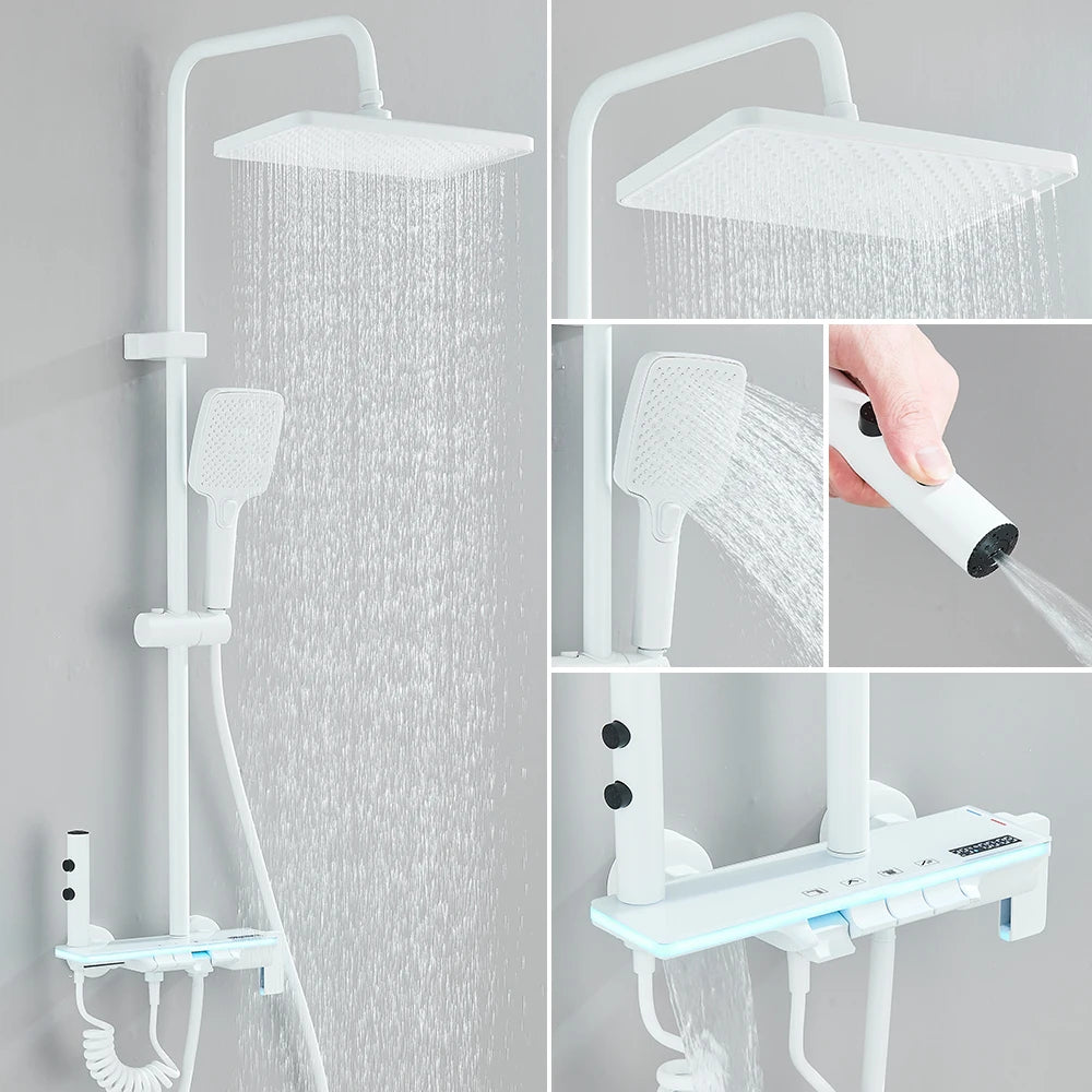 Black Lcd Display Screen Shower Faucet Bathroom Cold
