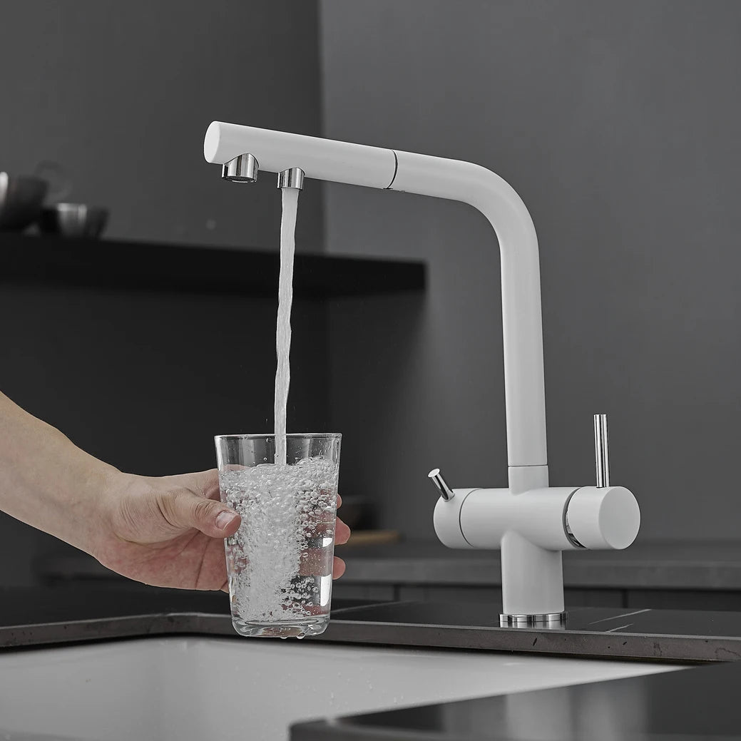 White Filter Pull Out Sink Mixer Faucets Quality