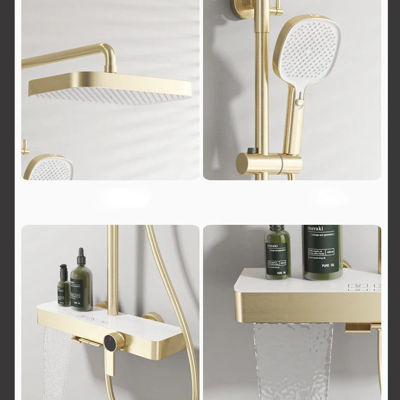 Cold Bathroom Shower System Sprinkler Brushed Rose Gold