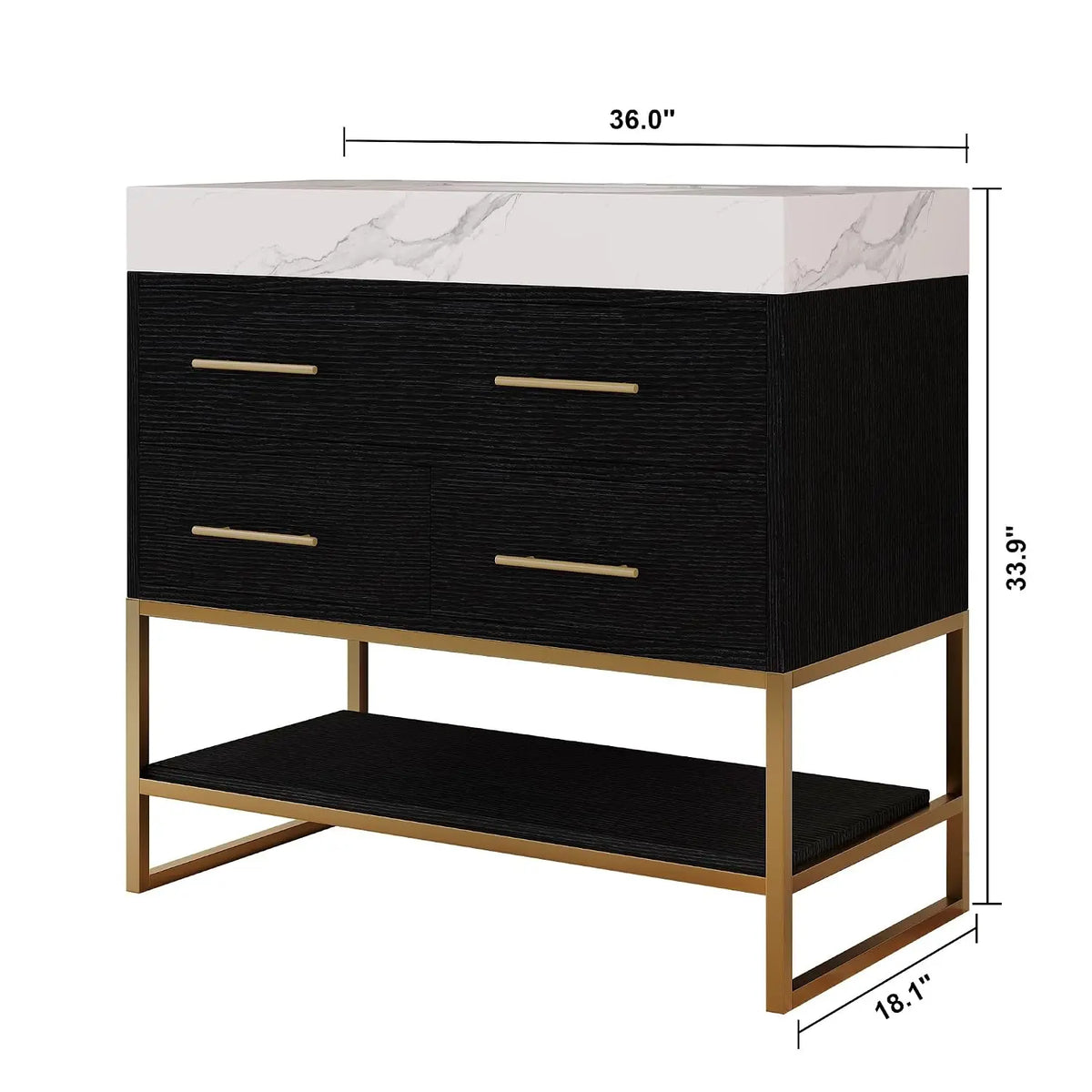 36 Bathroom Vanity Sintered Stone Countertop Flip-Up Drawer