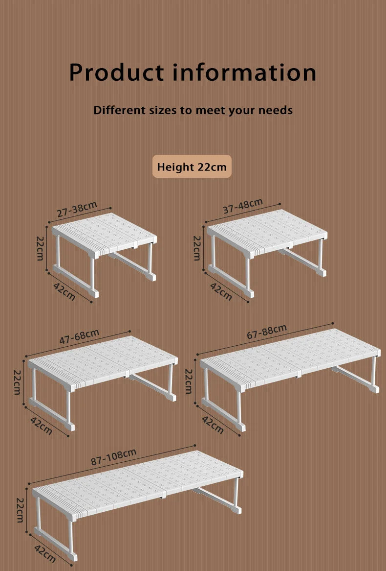 Wardrobe No-Punch Multi-Layer Retractable Adjustable Shelves