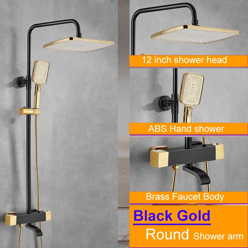 White Thermostatic Bathroom Shower 12 Inch Square Rain