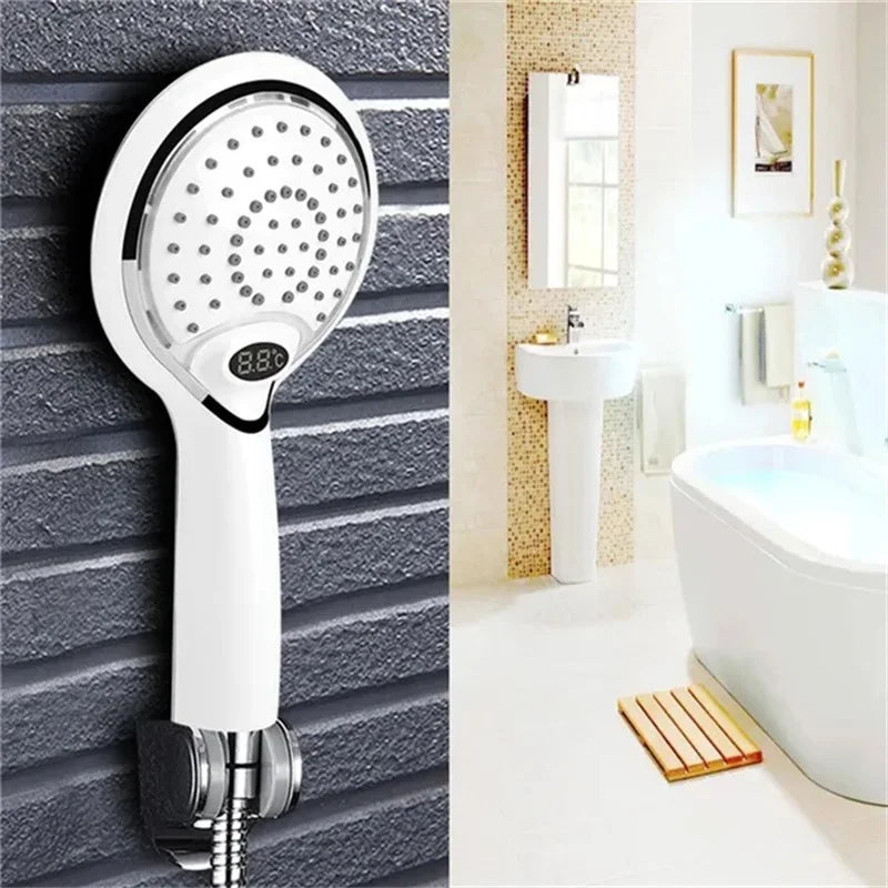 Led Shower Head Digital Display Colors Temperature Controlled