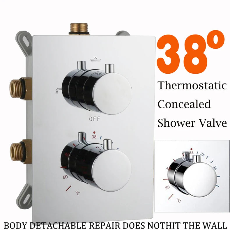 Langyo Matte Black Thermostatic Shower Faucet Mixing Valve