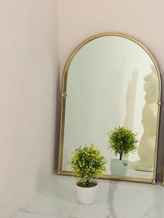 European Style Retro Bathroom Mirror Brass Border Golden