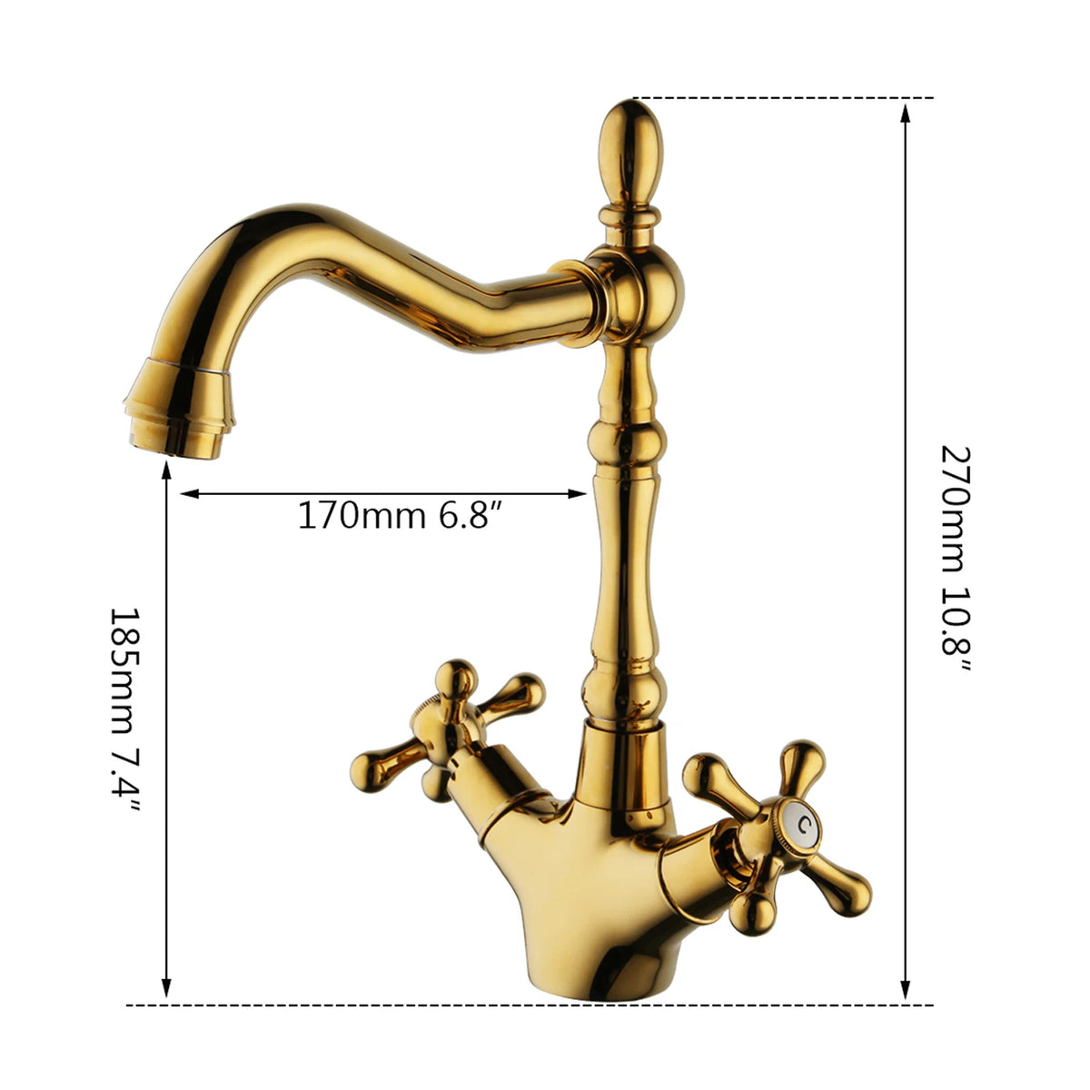 Kemaidi Golden Bathroom Basin Sink Faucet 360 Swivel