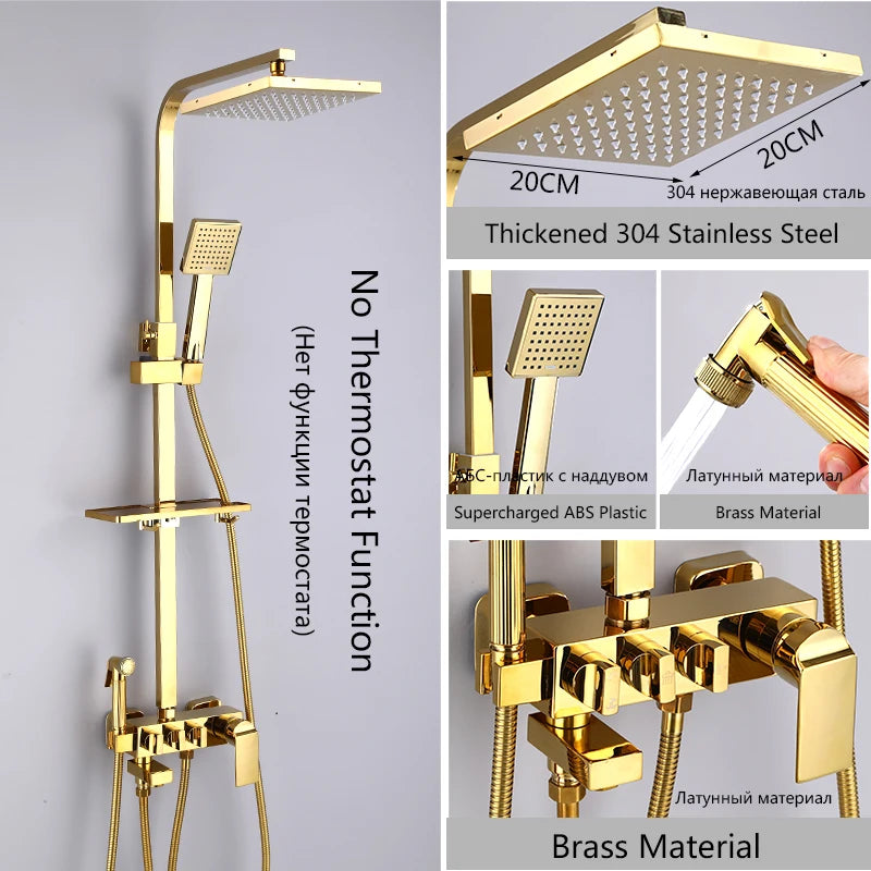 Oxg Bright Golden Shower Faucets Bathroom Shower Mixer