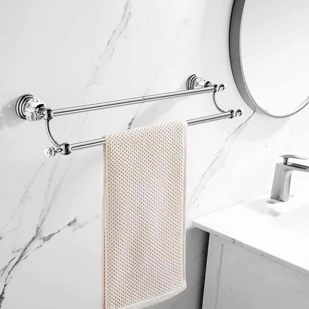 Luxury Crystal Gold Bathroom Hardware Wall Mounted Retractable