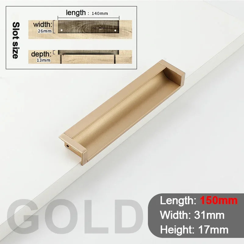 100-400mm Recessed Cabinet Drawer Pull Handle Bathroom Furniture