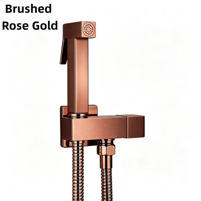 Brushed Rose Gold Brass Handheld Bidet High Voltage