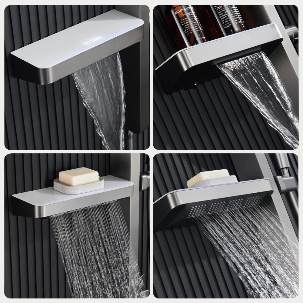 Luxury Bathroom Smart Rainfall Shower System Wall Mounted
