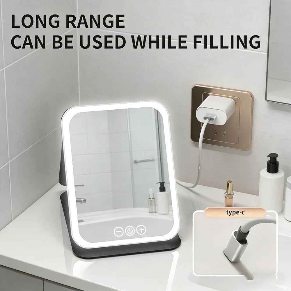 Led Lighted Makeup Mirror Foldable Rechargeable - Compact