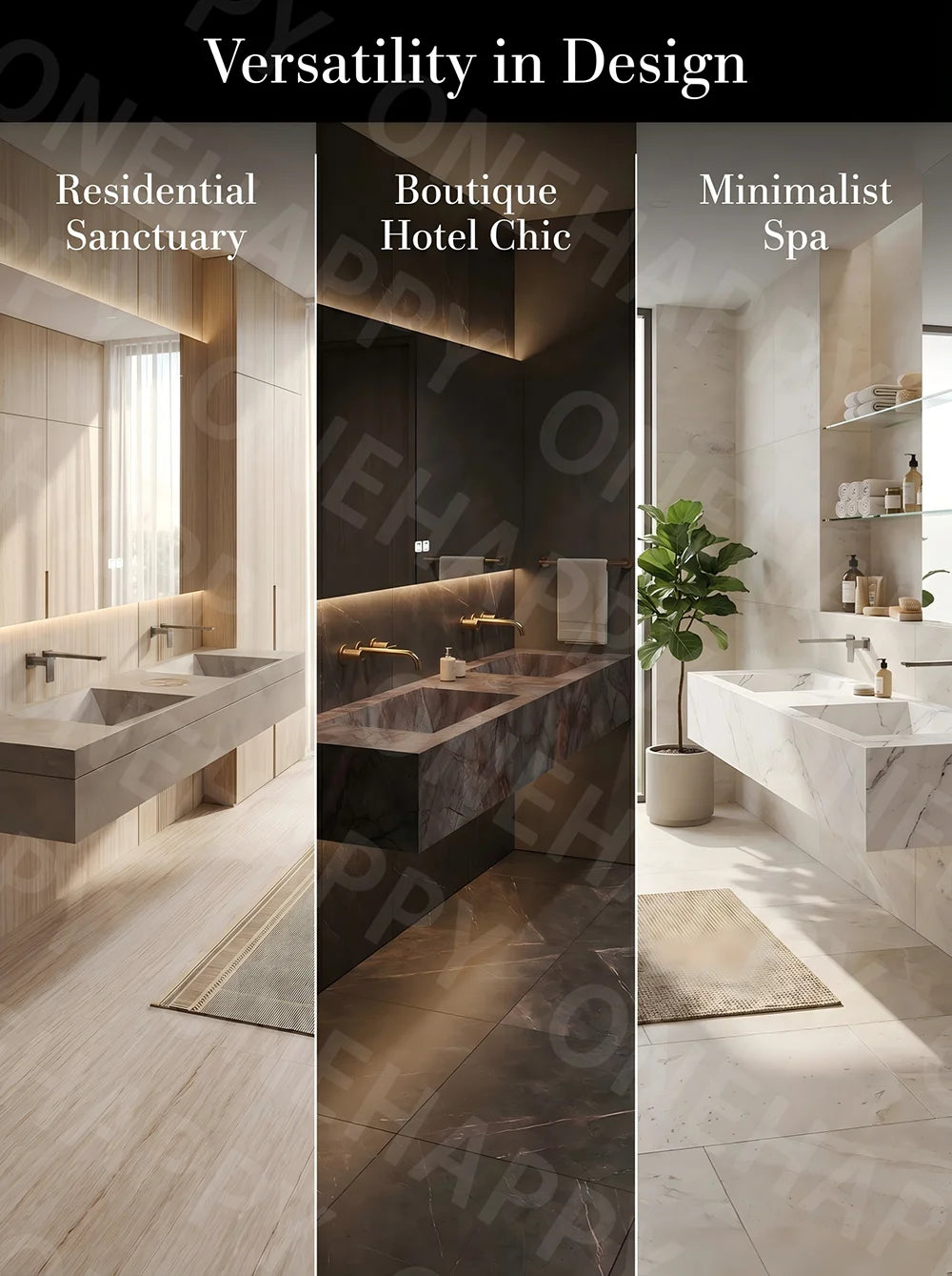 Any Size Custom Marble Seamless Stone Vanity Customizable