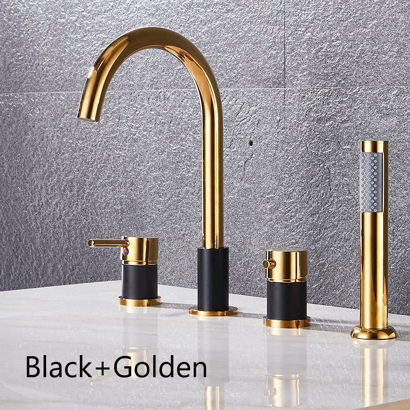 4pcs Brass Bathroom Bathtub Faucet Bath Faucet Deck