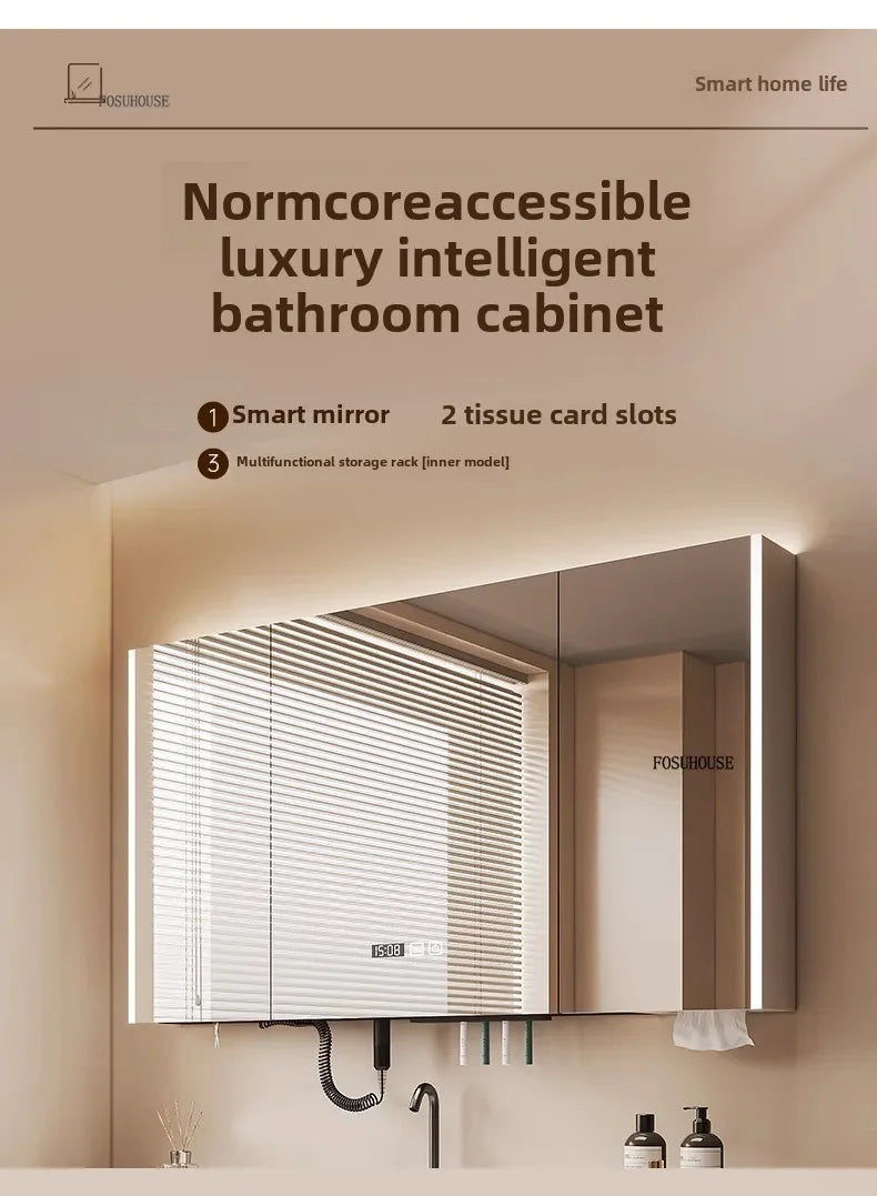 Smart Bathroom Mirror Storage Cabinet Light Bathroom Mirror