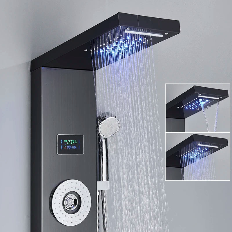 Led Shower Panel Faucet Rainfall Headshower Spa Massage