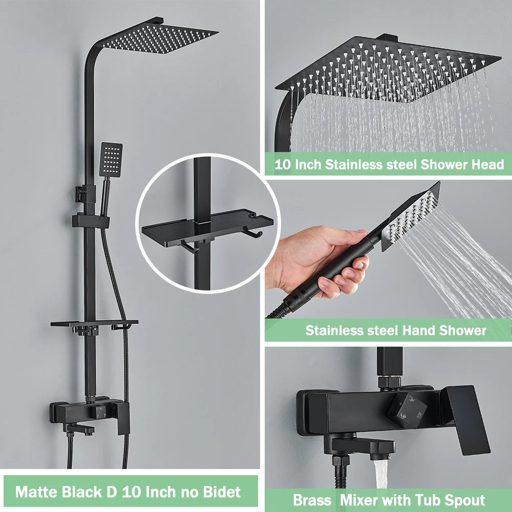 Rozin Rainfall Bathroom Shower Faucet Bidet Mixer Tap
