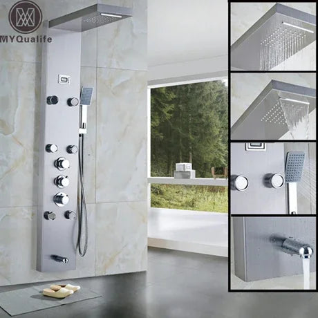 Led Shower Panel Faucet Rainfall Headshower Spa Massage