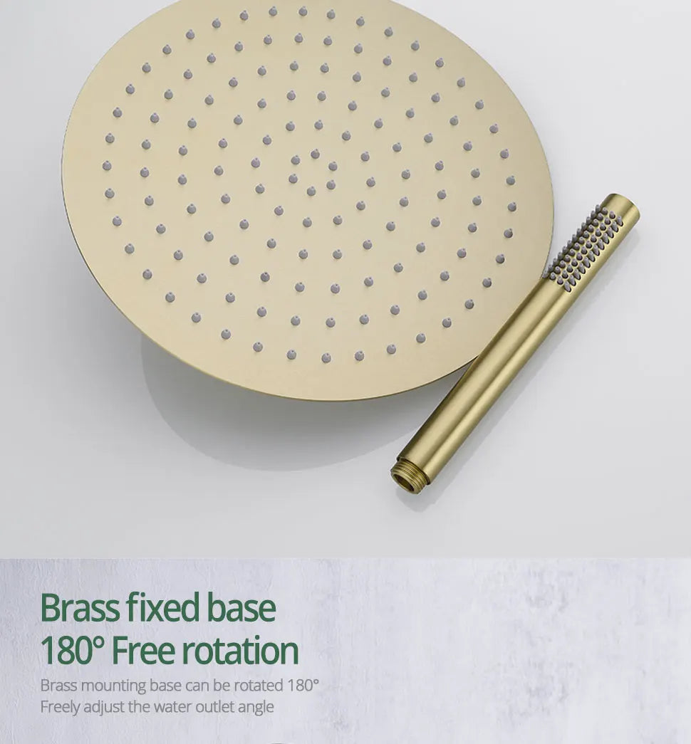 Brushed Gold Bathroom Faucet Shower System 3-Function Shower