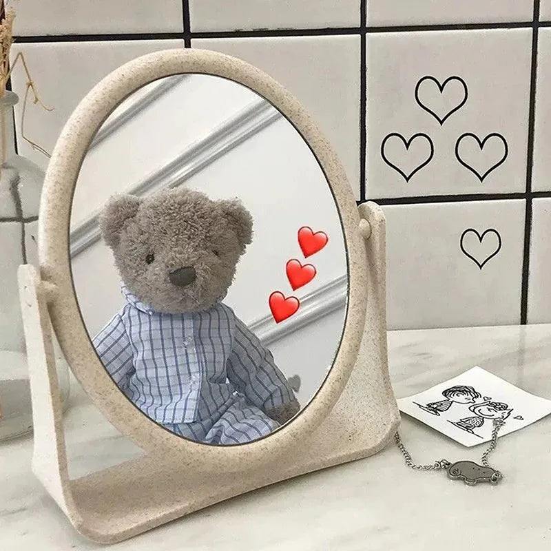 Bathroom Foldable Desktop Makeup Mirror 360 Degree Rotating