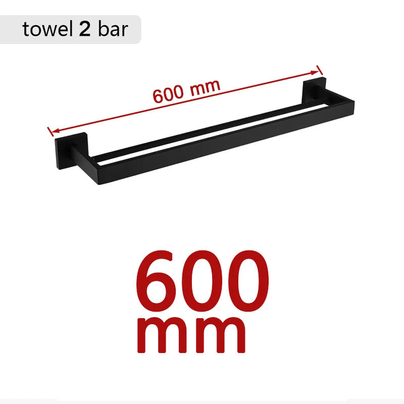 Matte Black Bathroom Hardware 304 Stainless Steel Towel