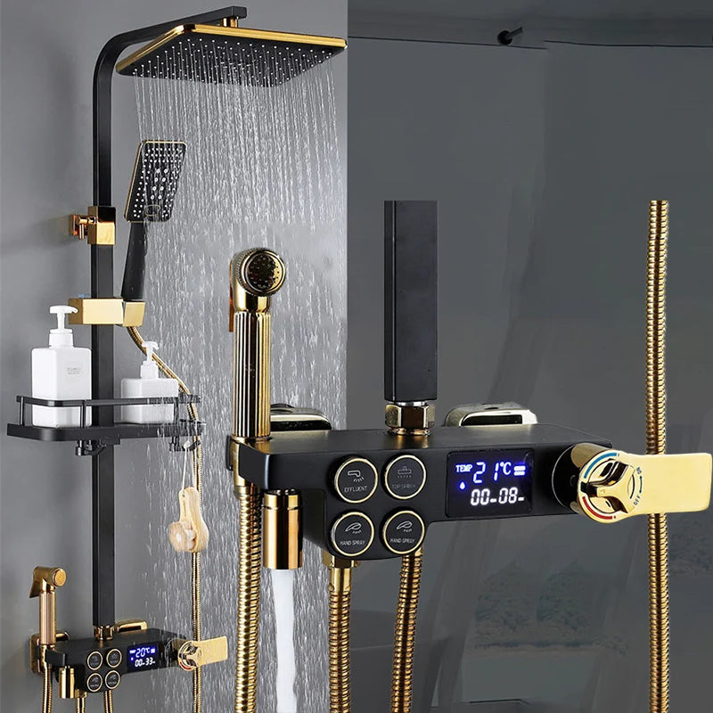 Thermostatic Bathroom Shower System Solid Brass Bathroom Faucets