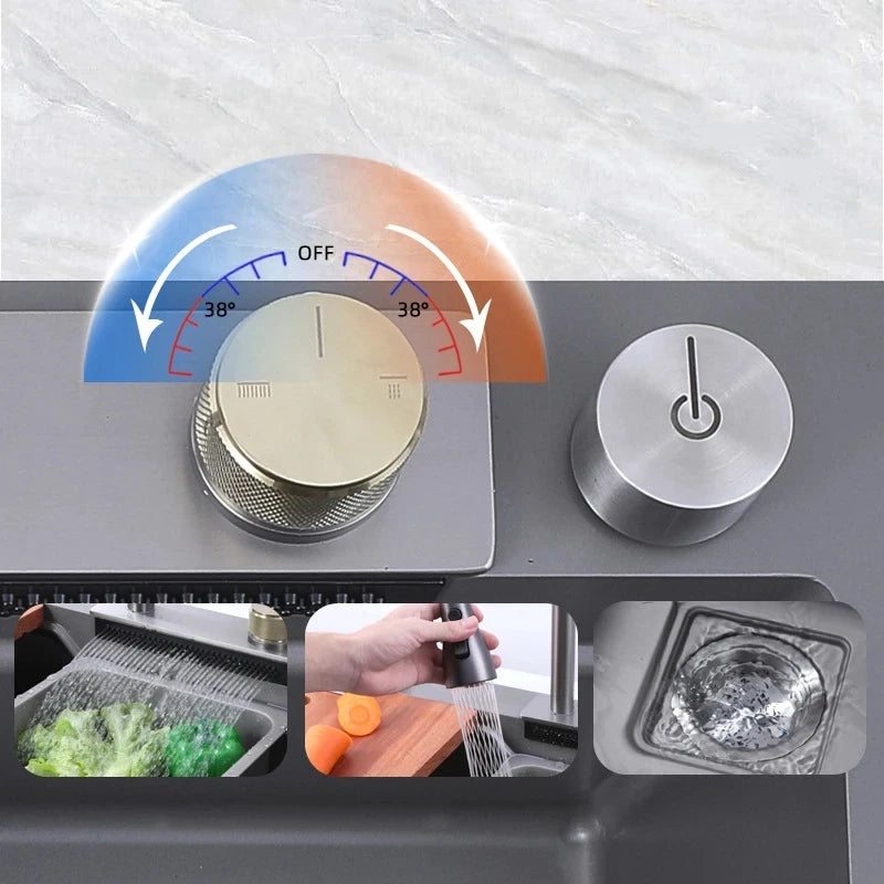 Large Waterfall Style Rain Shower Dishwasher 304 Stainless
