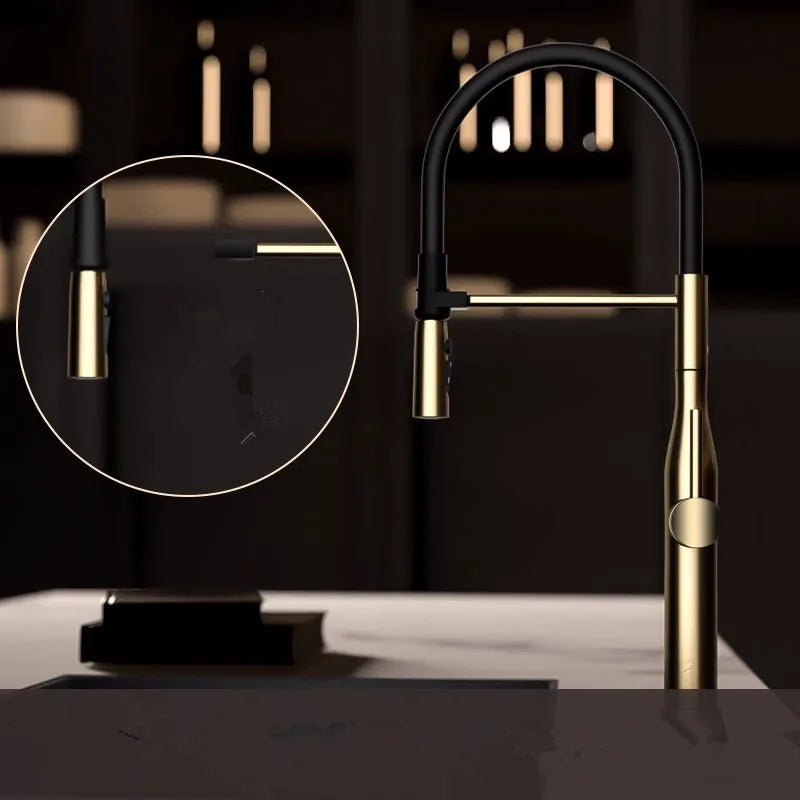 Brushed Gold Pull Out Faucet Gray Pull Out