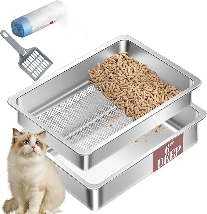 Stainless Steel Filter Cat Litter Basin Large Detachable