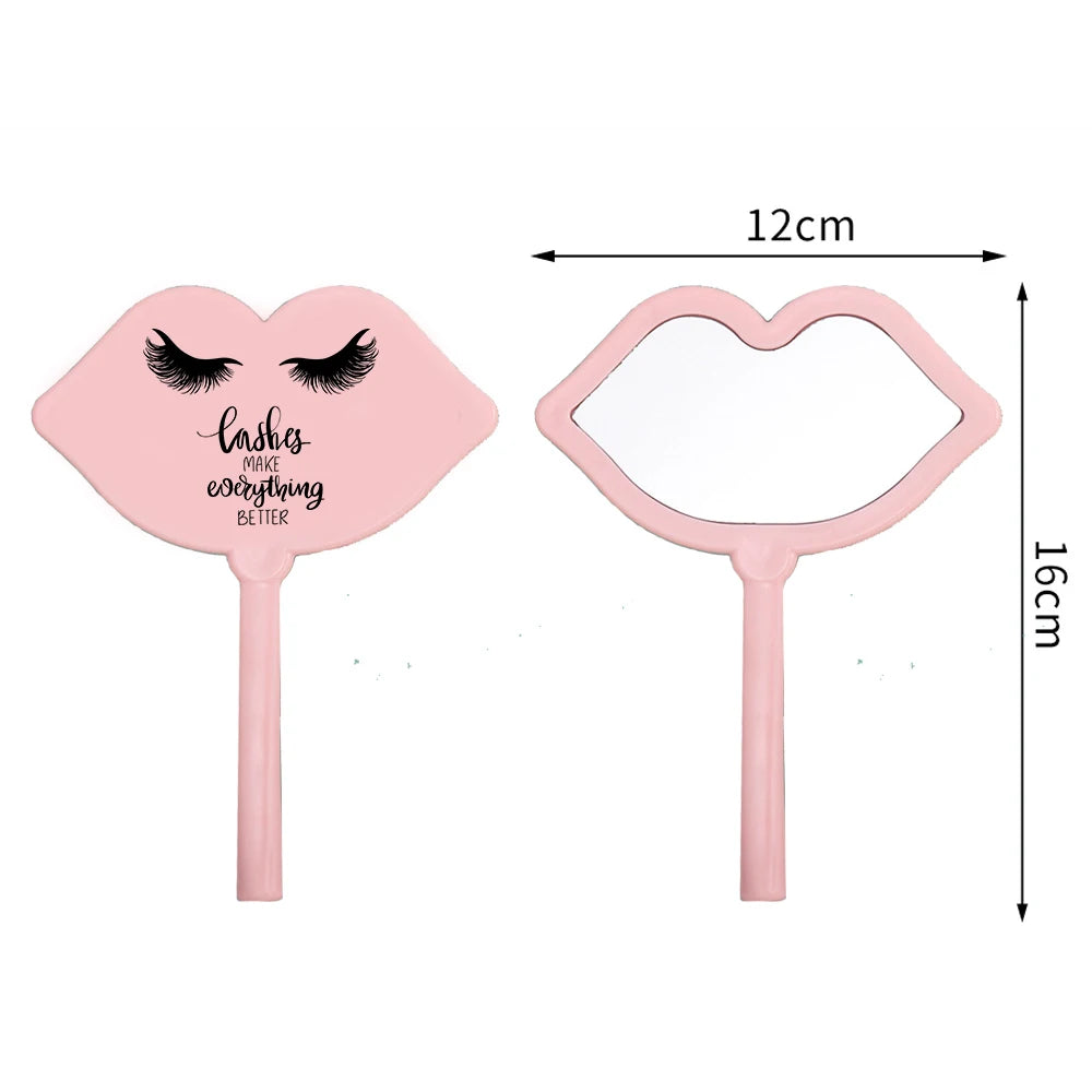 Pc Lip Shape Handheld Makeup Mirror Lash Tech