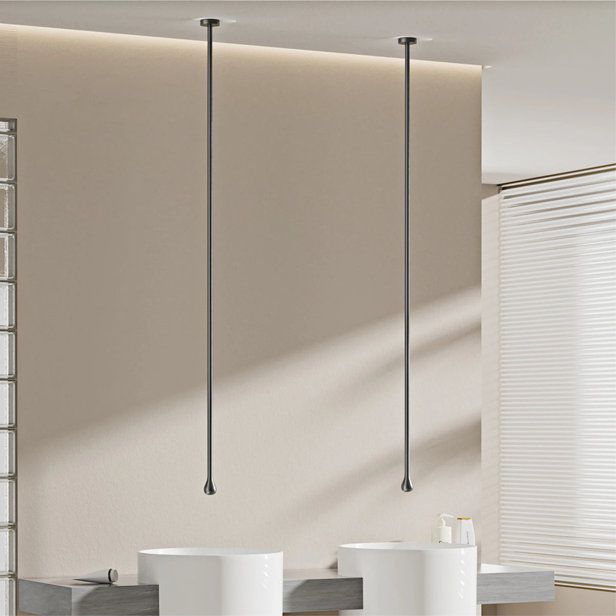 Luxury Matte Black Brass Ceiling Style Water Outlet