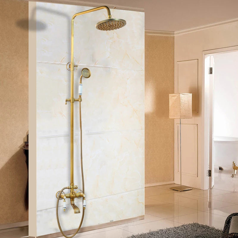 Kemaidi Antique Brass Retro Vintage Bathroom Shower Faucet