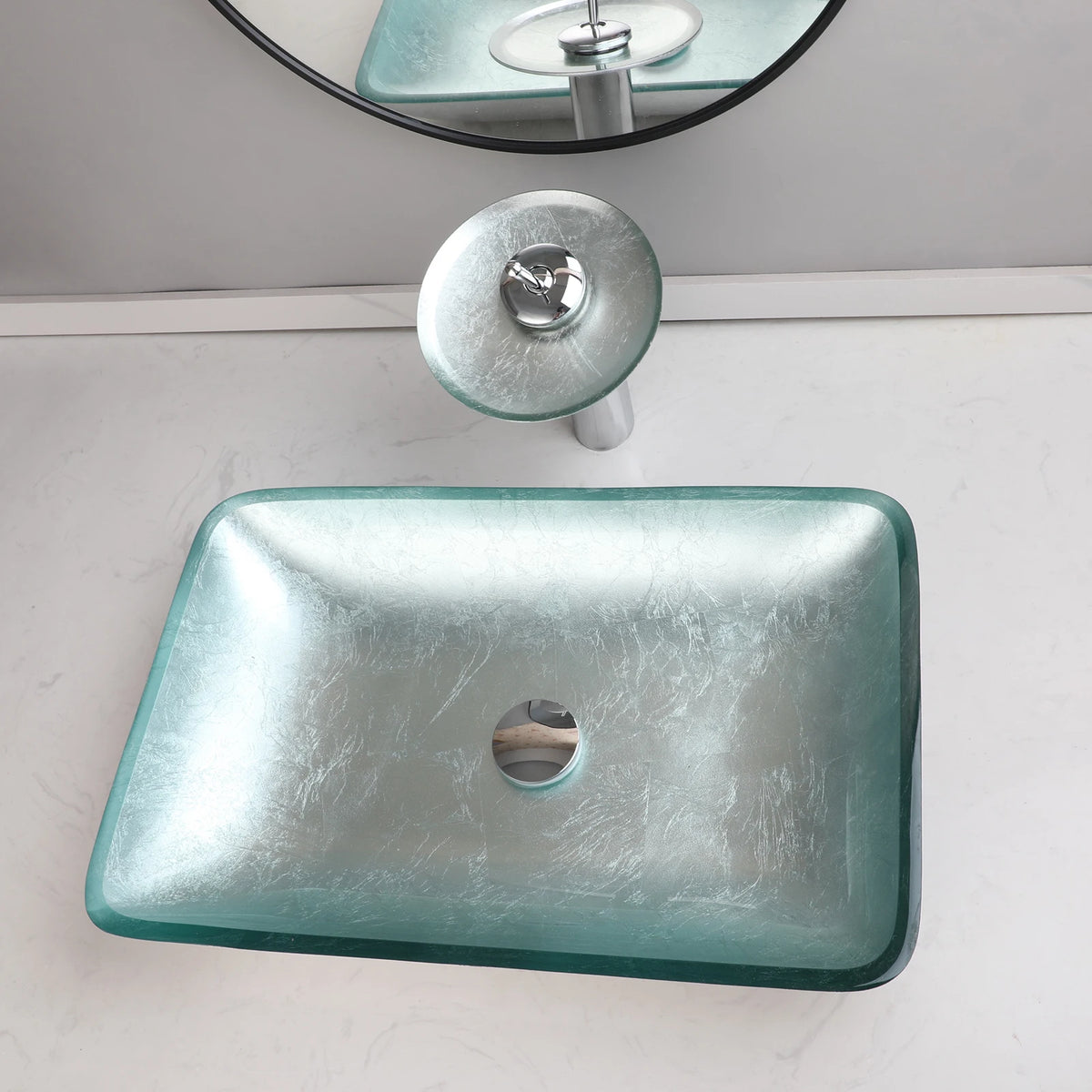 Kemaidi Big Tempered Glass Basin Sink Washbasin Bathroom