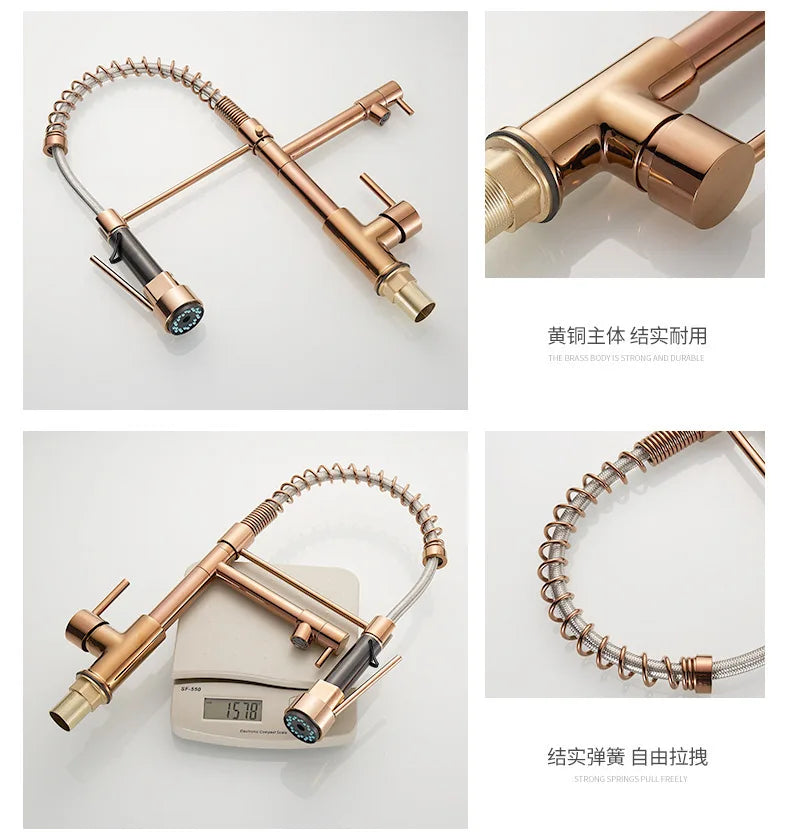 Gold Stainless Steel Faucet Cold Water Mixers Hole