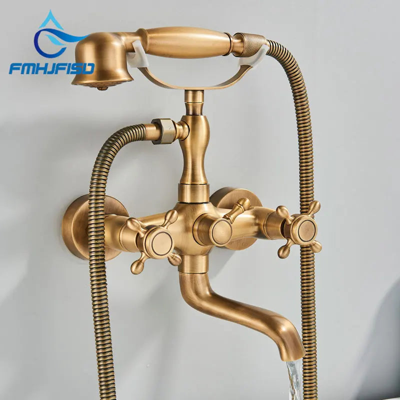 Antique Brass Bathtub Shower Faucet Bronzed Bath Shower