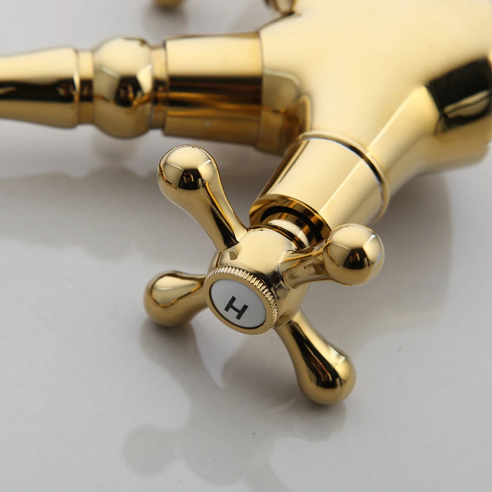 Kemaidi Golden Bathroom Basin Sink Faucet 360 Swivel