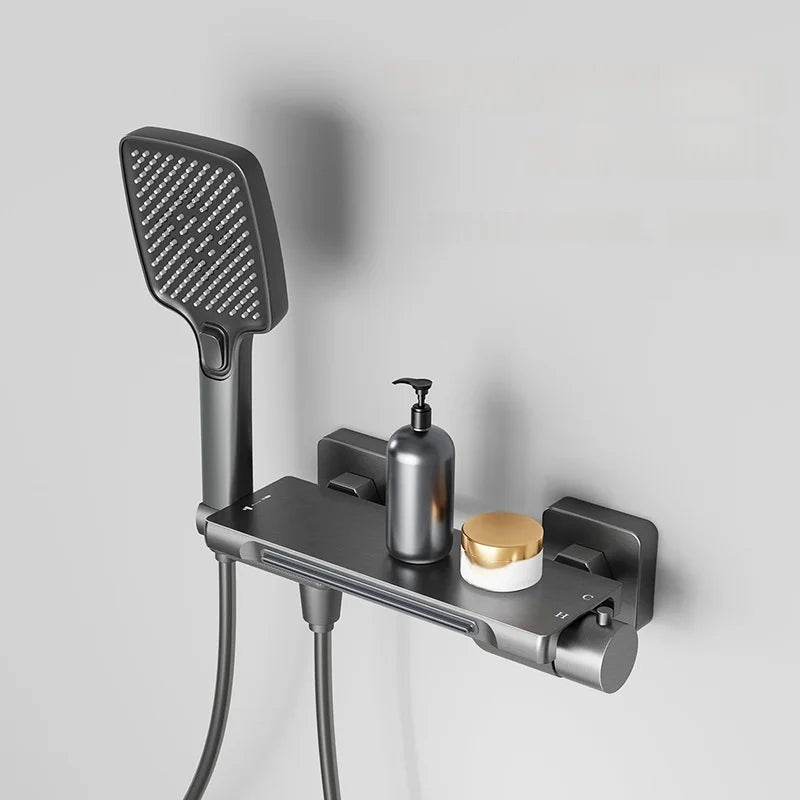 Bathtub Faucet Shower Waterfall Bathroom Wall Mounted Brass