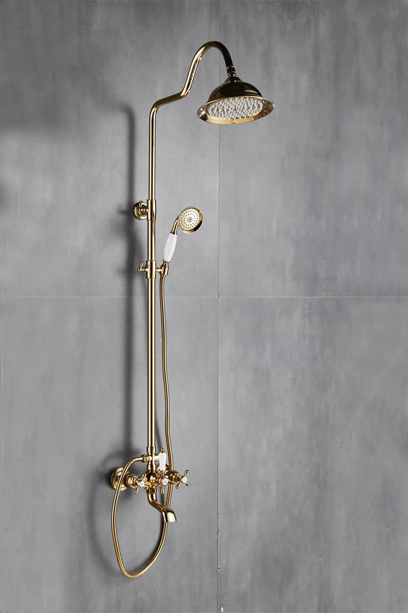 Bathroom Bathtub Faucet Wall Mounted Classical Style Brass