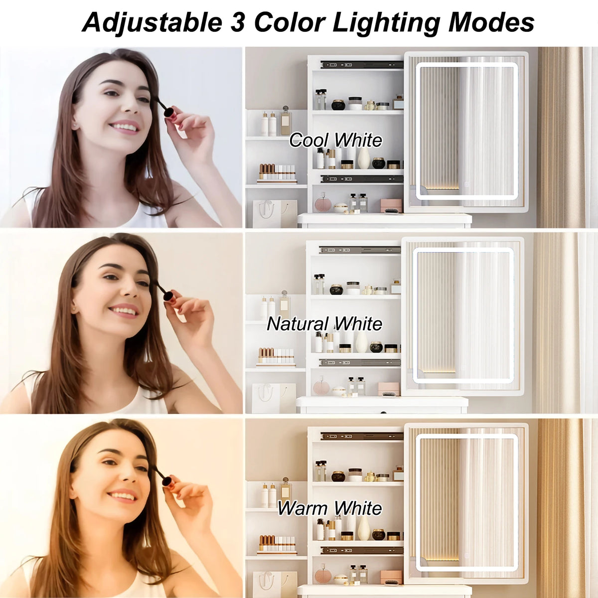 Vanity Desk Makeup Vanity Desk Sliding Mirror Lights