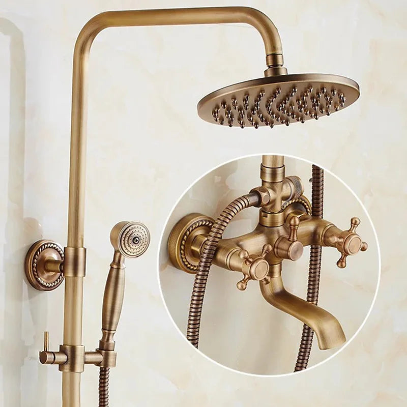Brass Bathroom Faucet Shower Type Head Antique Brass