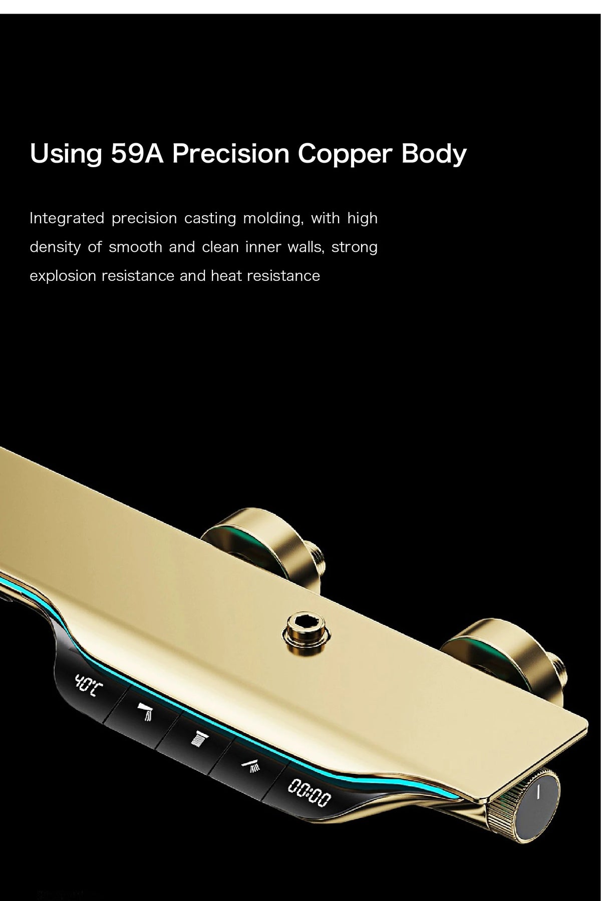 Luxury Brass Gun Gray Shower System Intelligent Led