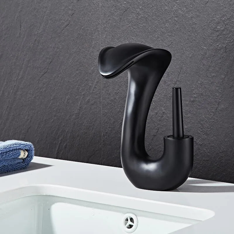Tuqiu Black Bathroom Faucet Brass Gold Basin Faucet