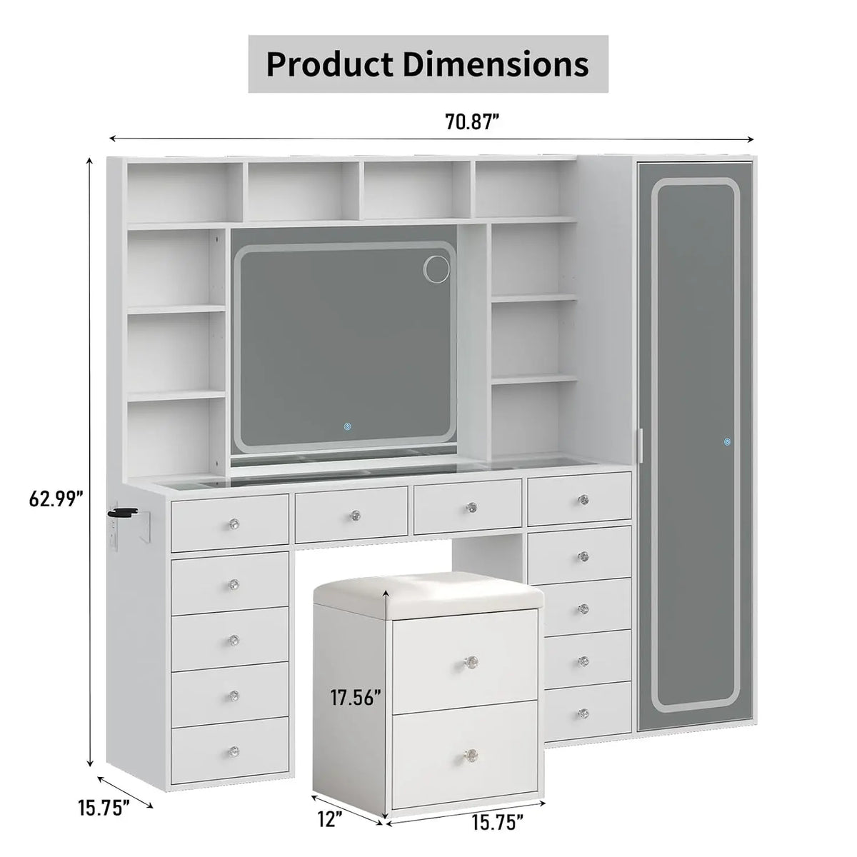 Vanity Desk Full Length Mirror & Led Mirror