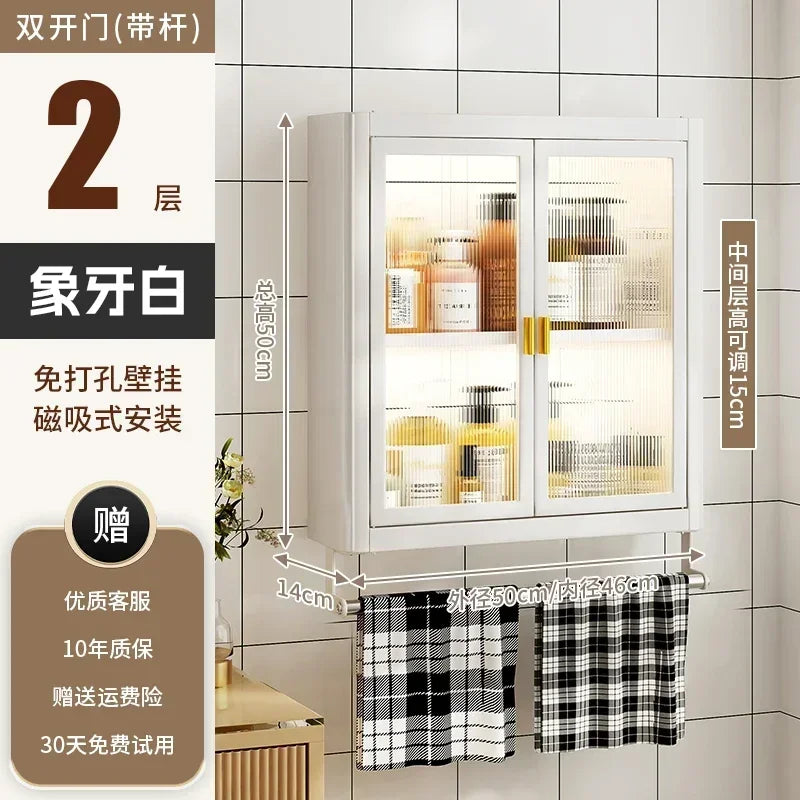 Modern Wall Mounted Bathroom Cabinet White Waterproof Storage