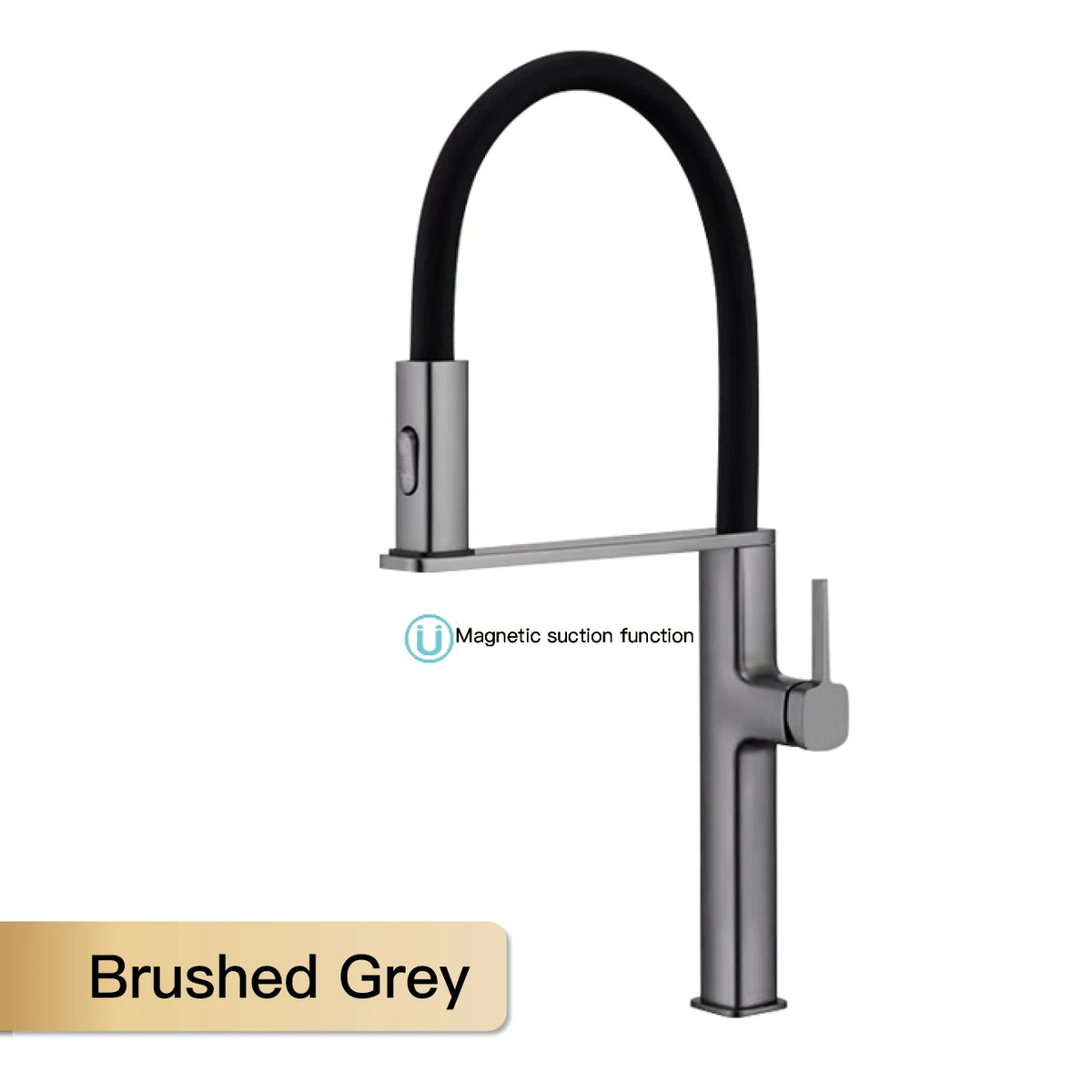 High End Black Brass Faucet Magnetic Suction Design