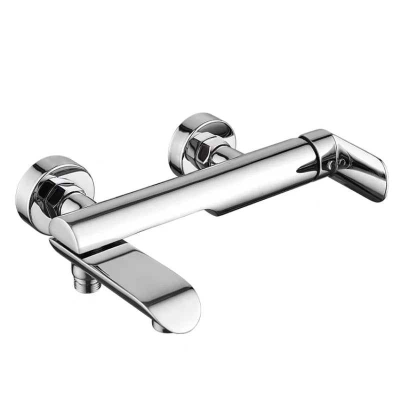 Brass Wall-Mounted Shower Faucet Handle Tap White Chrome