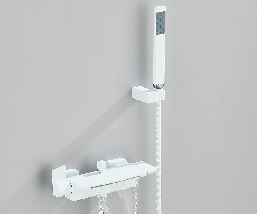 Black Waterfall Bathtub Shower Faucets Wall Mount Shower